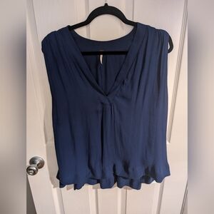 Free People Blue Blouse Sleeveless Sz L